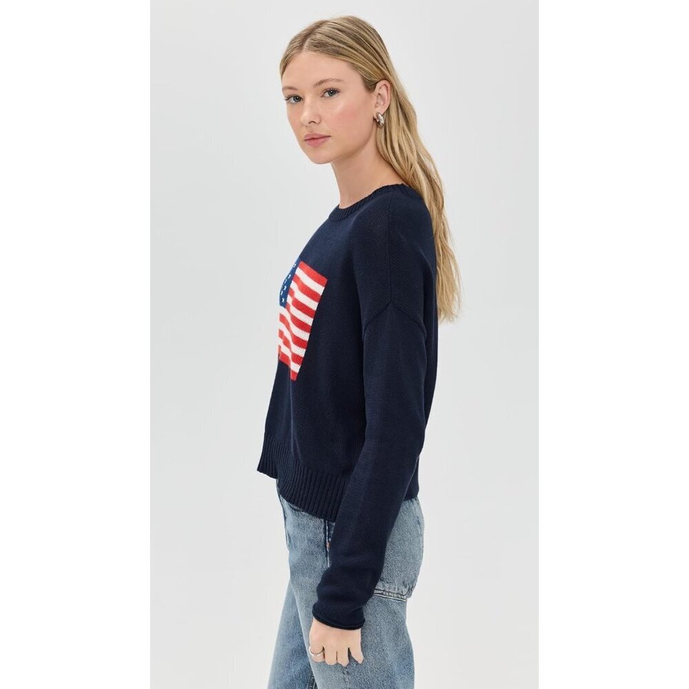 Cotton Crewneck Sweater Unisex Medium American Flag Graphic Casual - Picture 4 of 6